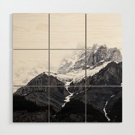 Moody snow capped Mountain Peaks - Nature Photography Wood Wall Art