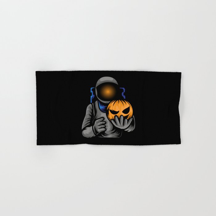 Astronaut With Pumpkin Halloween Hand & Bath Towel