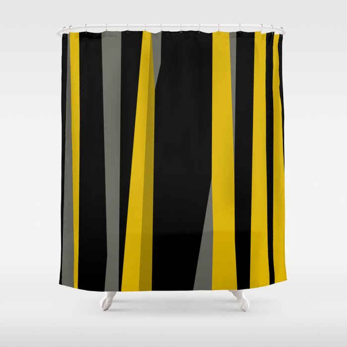 black and yellow shower curtain