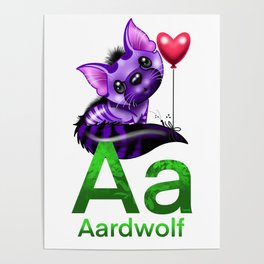 Alphabet Animal-Aa Aardwolf Poster