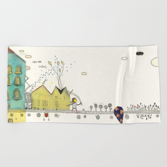 Walking Downtown Beach Towel