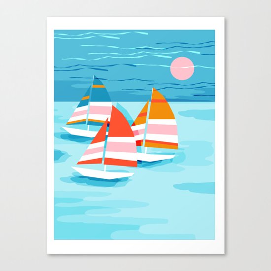 Popin - memphis sports retro throwback neon sailing sailboat cool rad gnarly trendy watersports Canvas Print