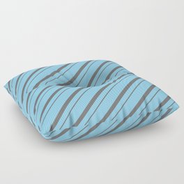 [ Thumbnail: Light Sky Blue & Dim Gray Colored Striped Pattern Floor Pillow ]