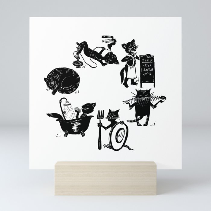 Hour of cats Mini Art Print