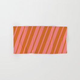 [ Thumbnail: Chocolate and Light Coral Colored Pattern of Stripes Hand & Bath Towel ]