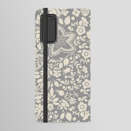 Blossoms and leaves solid grey Android Wallet Case