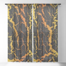 Cracked Space Lava - Yellow/Orange Sheer Curtain
