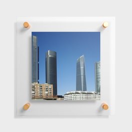 Spain Photography - Cuatro Torres Business Area Under The Clear Blue Sky Floating Acrylic Print