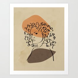 Minimalist face line art with two shapes Art Print