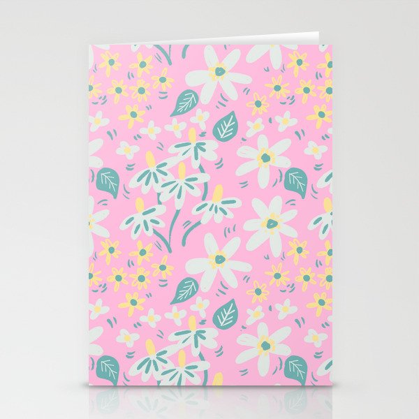 Daisy Field in pink Stationery Cards
