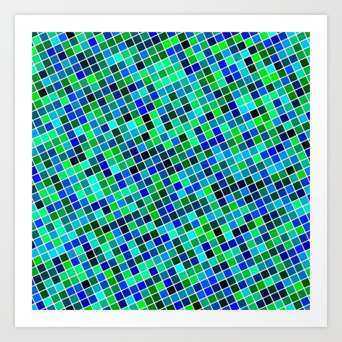 Multicolored Inclined Pixels Art Print