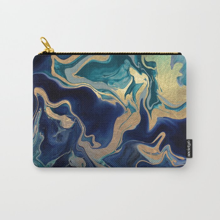 DRAMAQUEEN - GOLD INDIGO MARBLE Carry-All Pouch