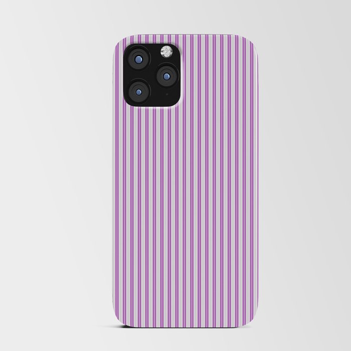 Magenta Pink and White Micro Vintage English Country Cottage Ticking Stripe iPhone Card Case