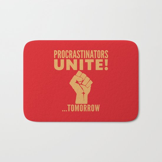 Procrastinators Unite Tomorrow (Red) Bath Mat