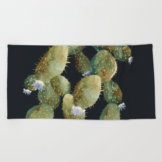 Invert Cactu at Night Beach Towel