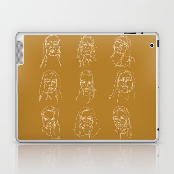 LINE ART FEMALE PORTRAITS V-III-III Laptop & iPad Skin