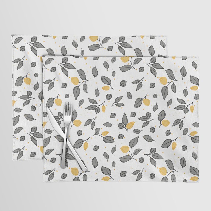 Yellow and grey tulips pattern Placemat