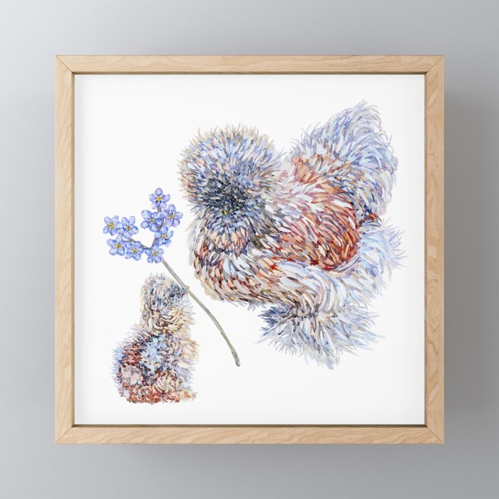 Silkie Chickens Mama and Chick Framed Mini Art Print