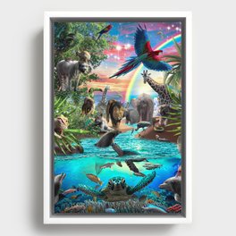 Underwater Jungle Animal Animals Scene Framed Canvas