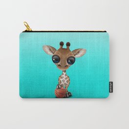 Cute Baby Giraffe Playing With Basketball Carry-All Pouch
