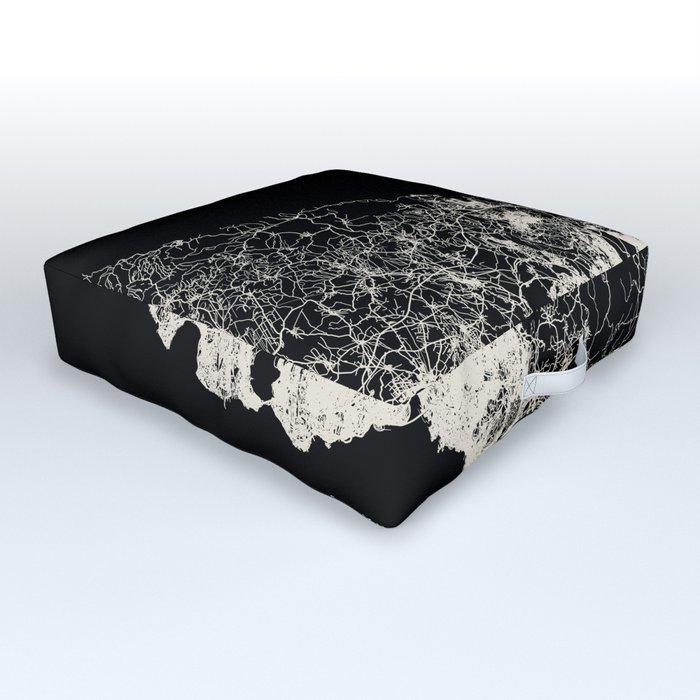 Istanbul, Turkey - Black and White City Map - Aesthetic Outdoor Floor Cushion