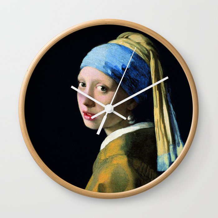 Jan Vermeer Girl With A Pearl Earring Baroque Art Wall Clock