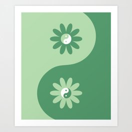 Yin Yang Flower in Green Art Print