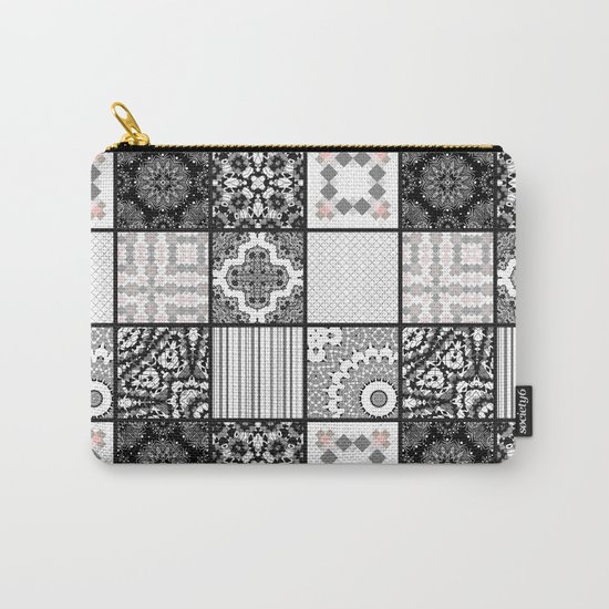 Patchwork . Squares of black, gray Patterns . Carry-All Pouch