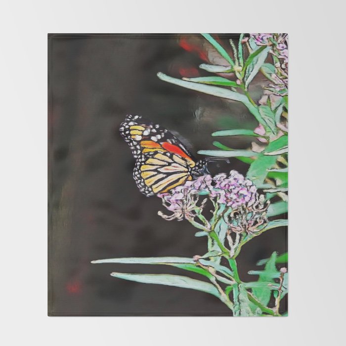 Monarchs Milkweed Oil Painting Throw Blanket By Rustytaylor