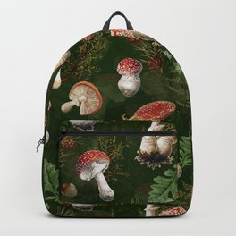 Vintage Dark Night Green Mushroom Forest Backpack