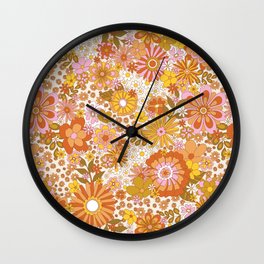 70s Floral Pattern Wall Clock
