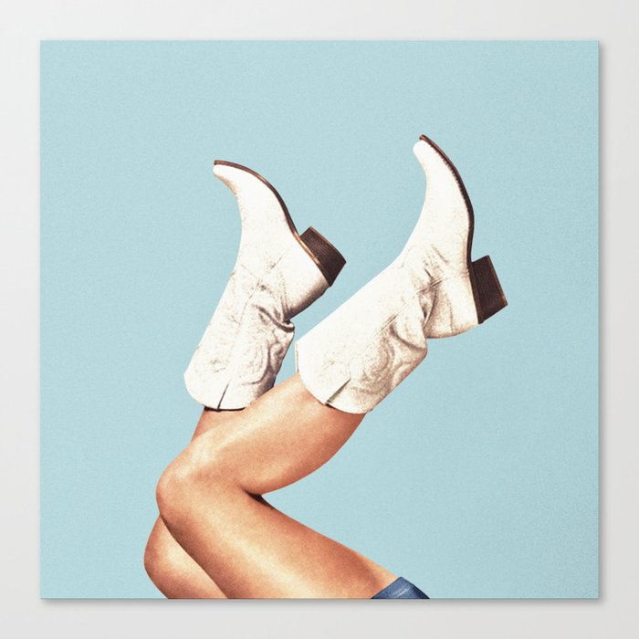 These Boots - Blue Canvas Print