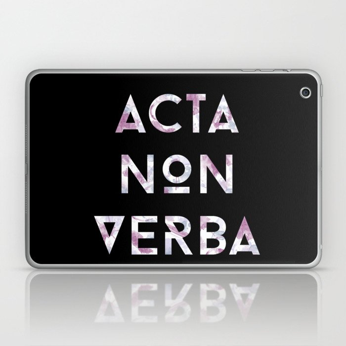 Acta Non Verba Purple On Black Laptop Ipad Skin By
