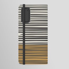 Natural Stripes Modern Minimalist Colour Block Pattern in Charcoal Grey, Mustard Gold, and Beige Cream Android Wallet Case