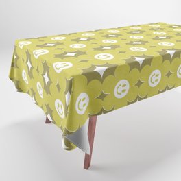 Retro happy smiley blooms pattern  # golden honey ginger Tablecloth