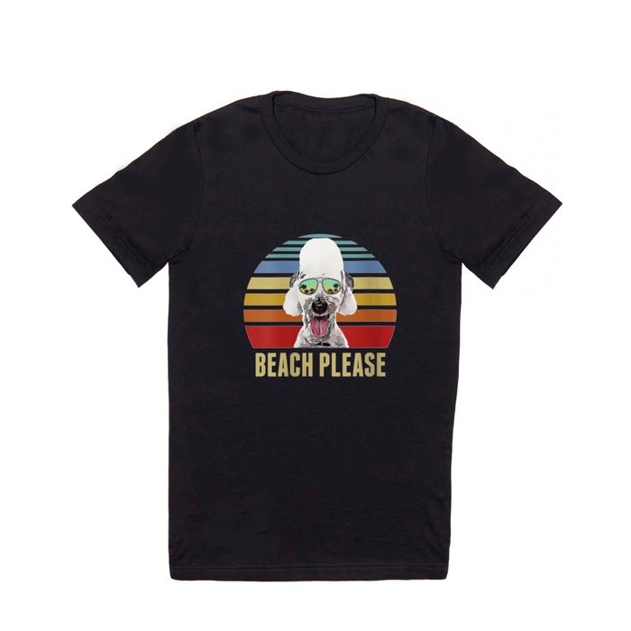 Womens Beach Please Bedlington Terrier Dog Funny Summer V-Neck T-Shirt T Shirt