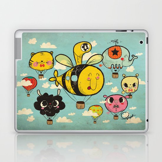 Happy Flight / The Animals Hot Air Balloon Voyagers / Patterns / Clouds Laptop & iPad Skin