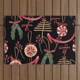 Watercolor Seamless Festive Pattern on the Theme of New Years and Christmas 02 Outdoor Rug