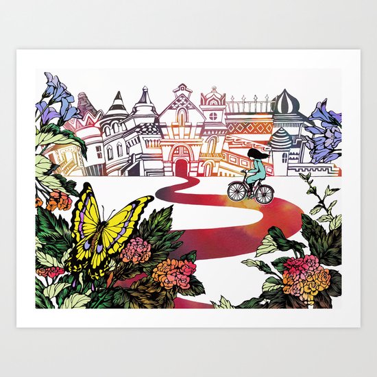 Summer Cycling Art Print