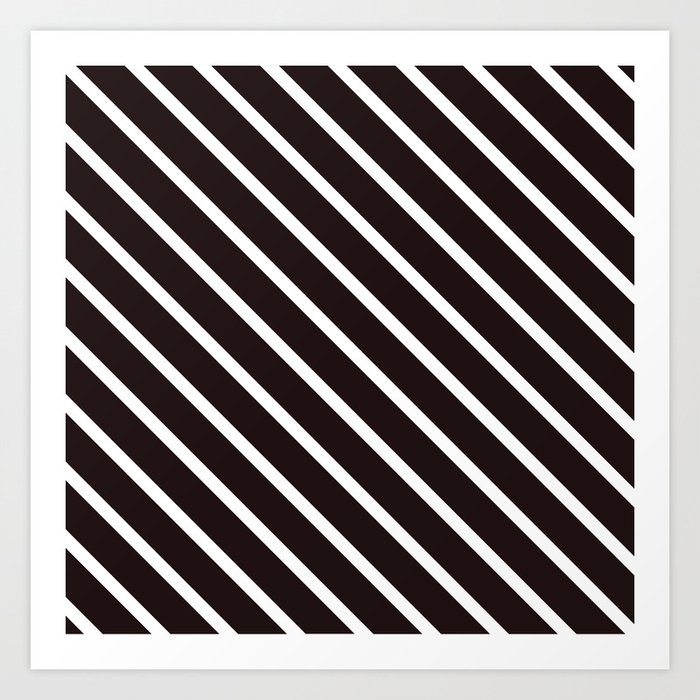 Raw Cacao Diagonal Stripes Art Print