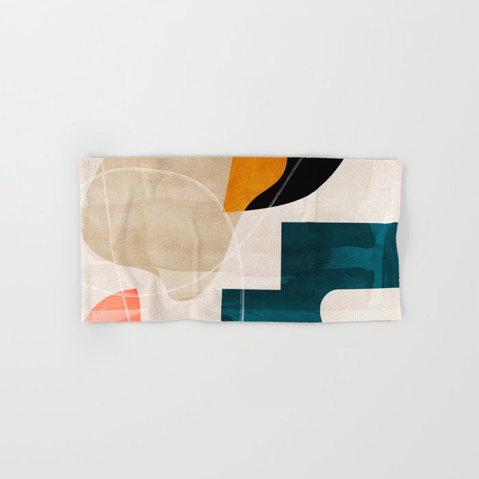 mid century shapes abstract painting Hand & Bath Towel