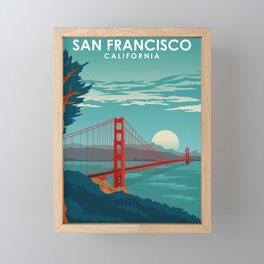 San Francisco California Travel Poster Framed Mini Art Print
