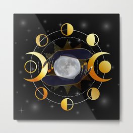 Full moon and triple goddess in hands of witch Metal Print