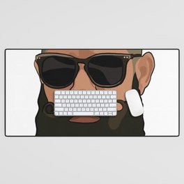 Hipster man with beard and sunglasses Desk Mat