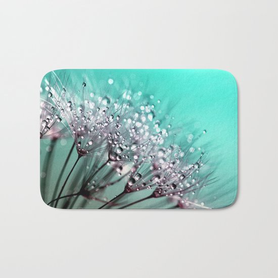 dandelion, mint, turquoise Bath Mat