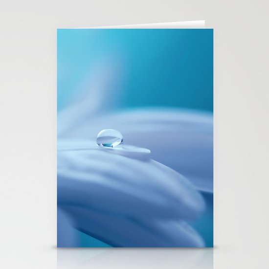 Lonely droplet on a daisy in blue on #Society6 Stationery Cards