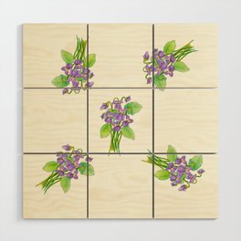 Watercolor Purple Violets Wood Wall Art