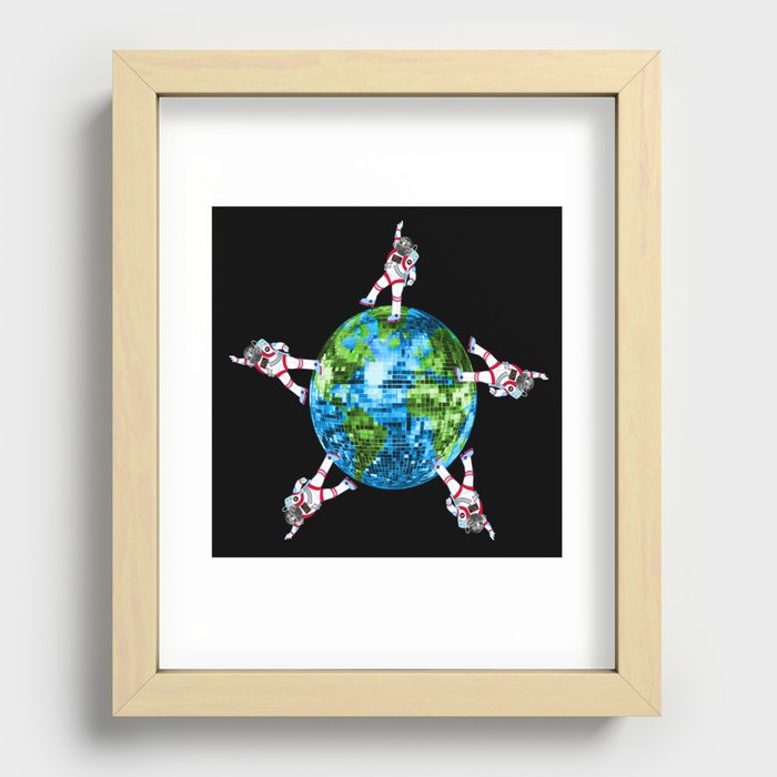 Out of this World Disco Astronaut Party Recessed Framed Print