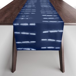 White stripes over blue shibori tie dye Table Runner