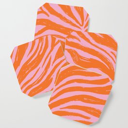 Bright Pink and Orange Tiger Stripes - Animal Print - Zebra Print Coaster